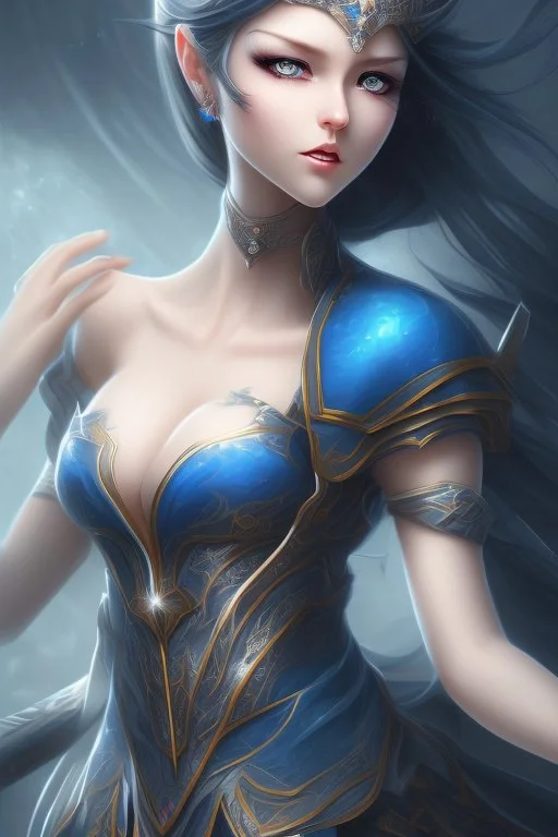 Black haired goddes with blue eyes