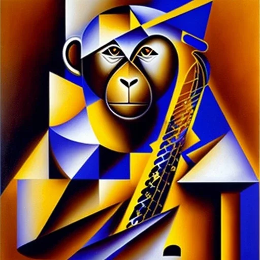 Georges braque Cubist painting of a monkey playing a banjo