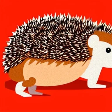 hedgehog, cute, brown body, humanoid body, arms, legs, cute face, cartoon, soviet cartoon, standing on two, belly,