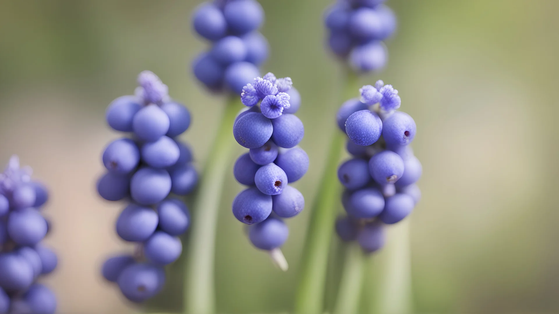 Grape hyacinths, close-up, blurred background