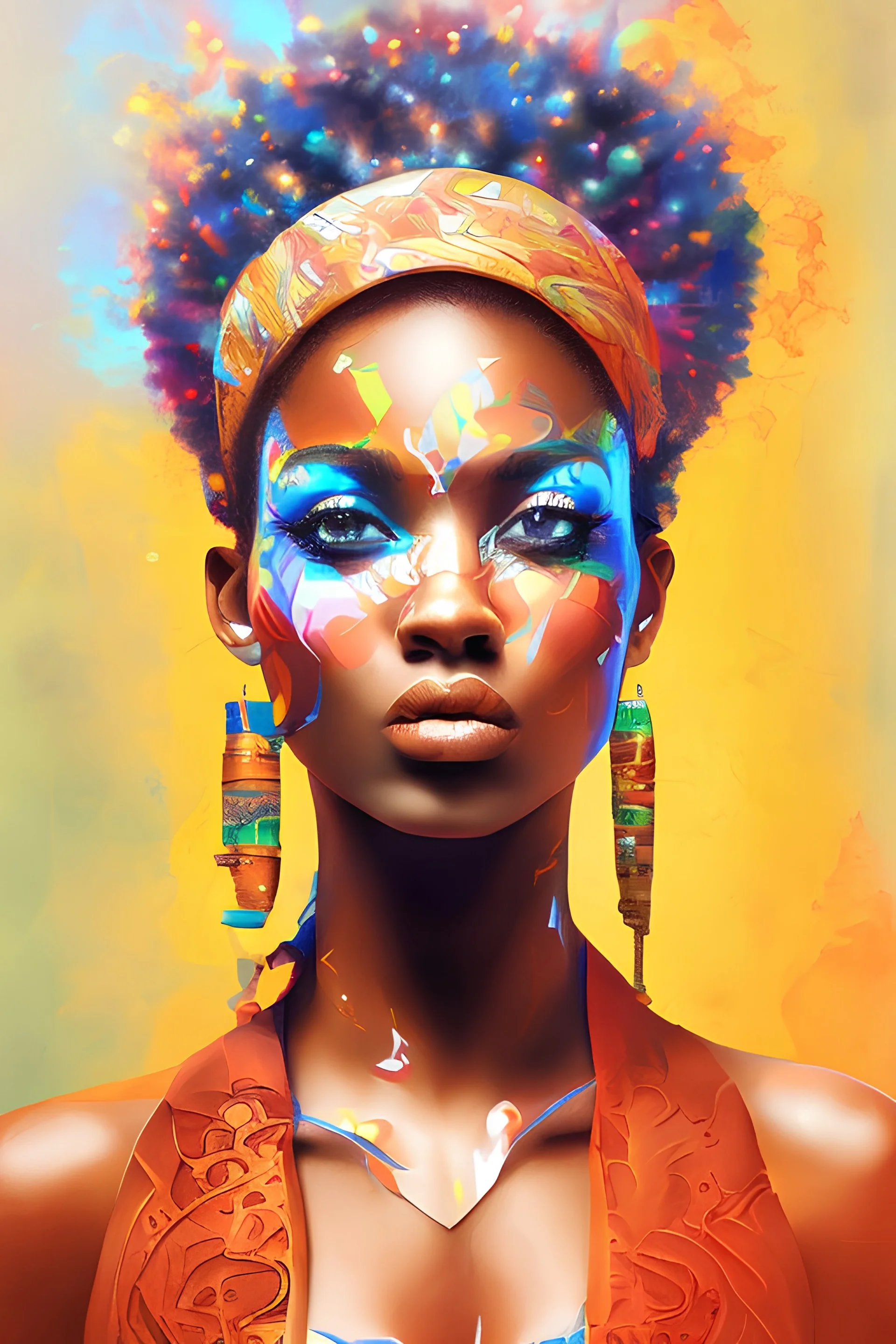 beautiful African woman pop art style 8k calligraffiti with spray paint and smoke effect