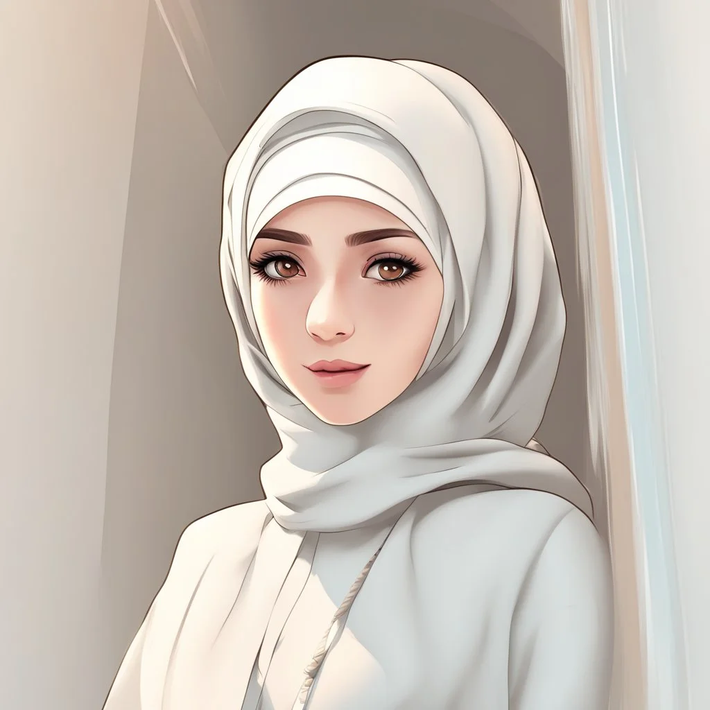 A hejab girl , vectorized , anime , 8k,3d