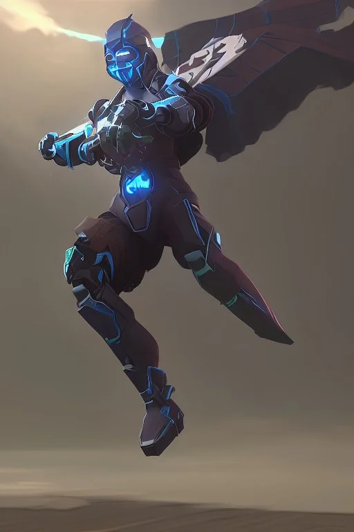 A battle iron suit with the ability to fly, made for humans