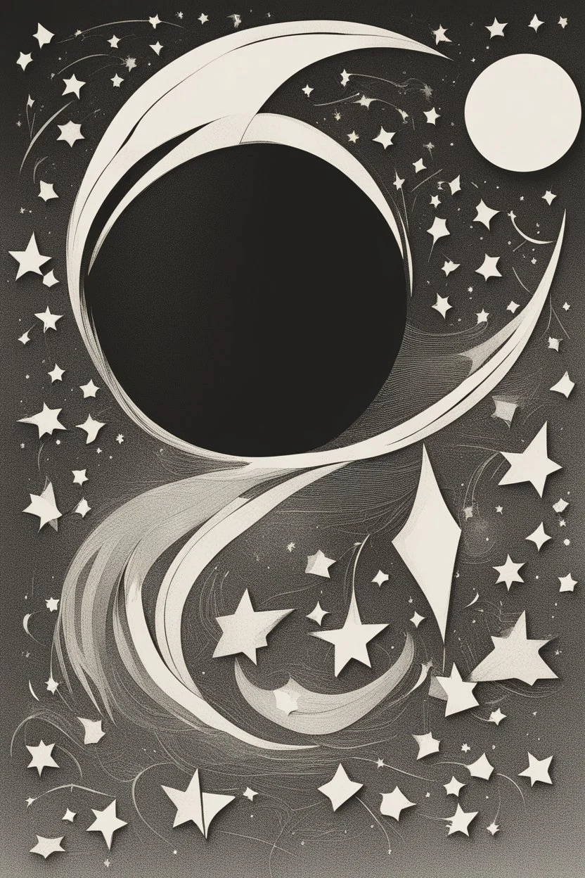 Abstract drawing of the moon and stars