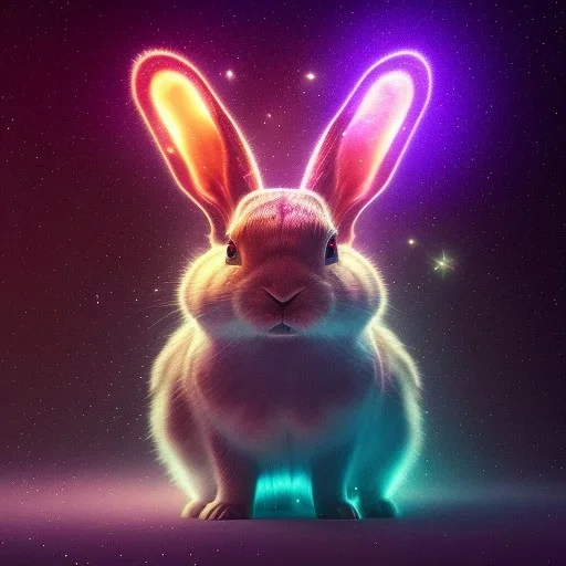 galaxies, spirals, space, nebulae, stars, smoke, iridescent, intricate detail, in the shape of a rabbit, fur wearing color diamonds, octane render, 8k, --q 2 --ar 2:3 --uplight