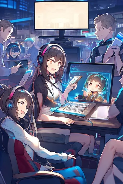 Много людей сидят за геймерскими компьютерами с по... | @plarazon