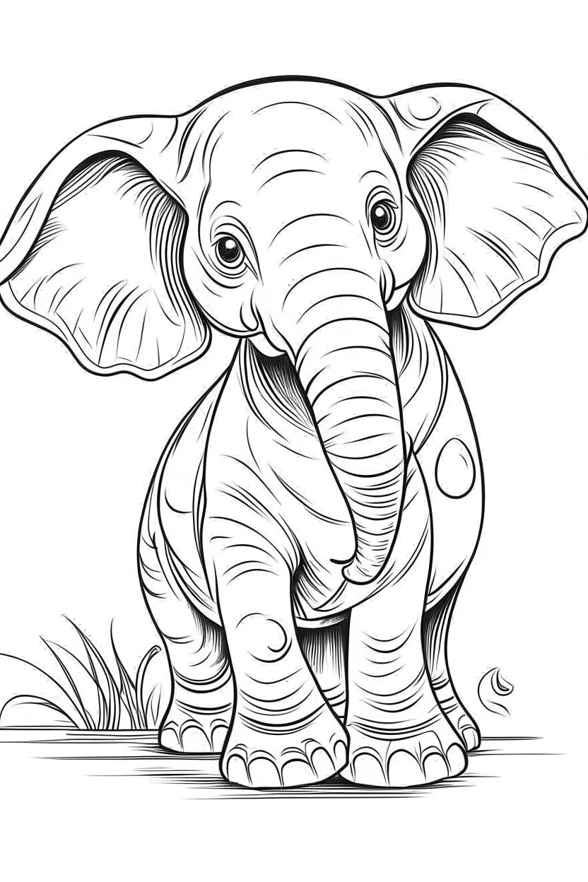 outline art for Elephant Calf coloring pages with sitch, white background, Sketch style, full body, only use outline, toddlers style, clean line art, white background, no shadows and clear and well outlined.