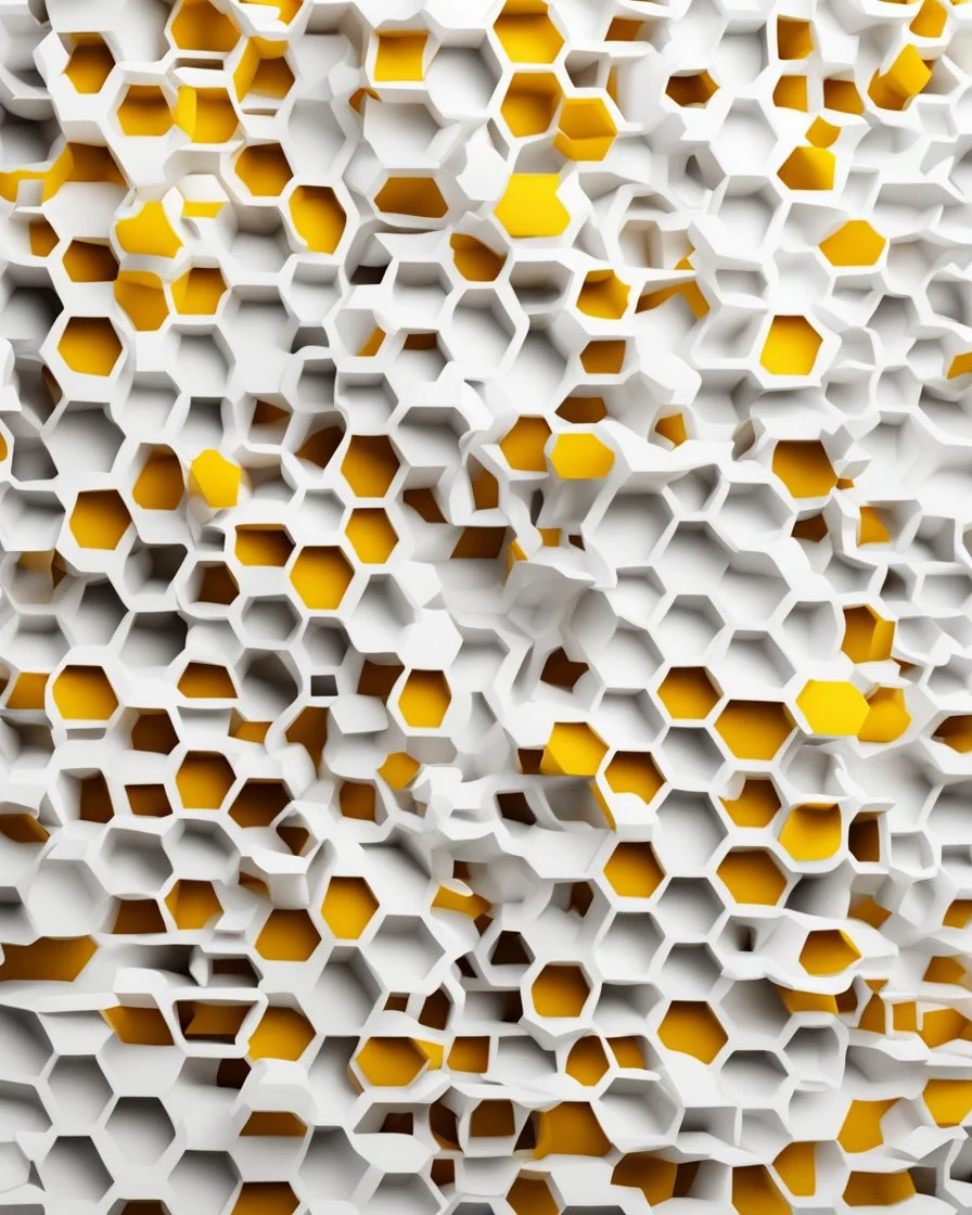 white and yellow 3d honeycomb background pattern