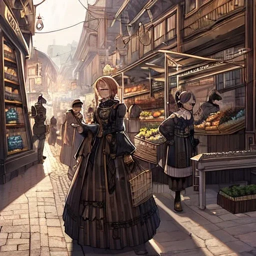 steampunk girl, streetMarket,