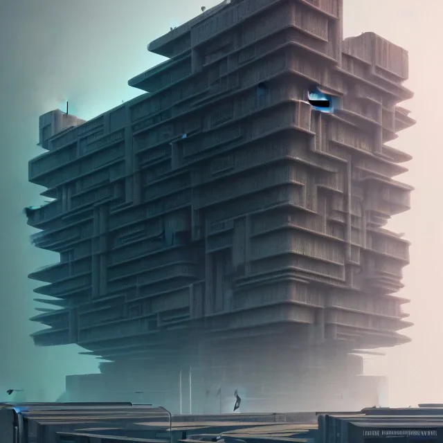 Architecture , bâtiment , design, concept art, Brutalist, couleur