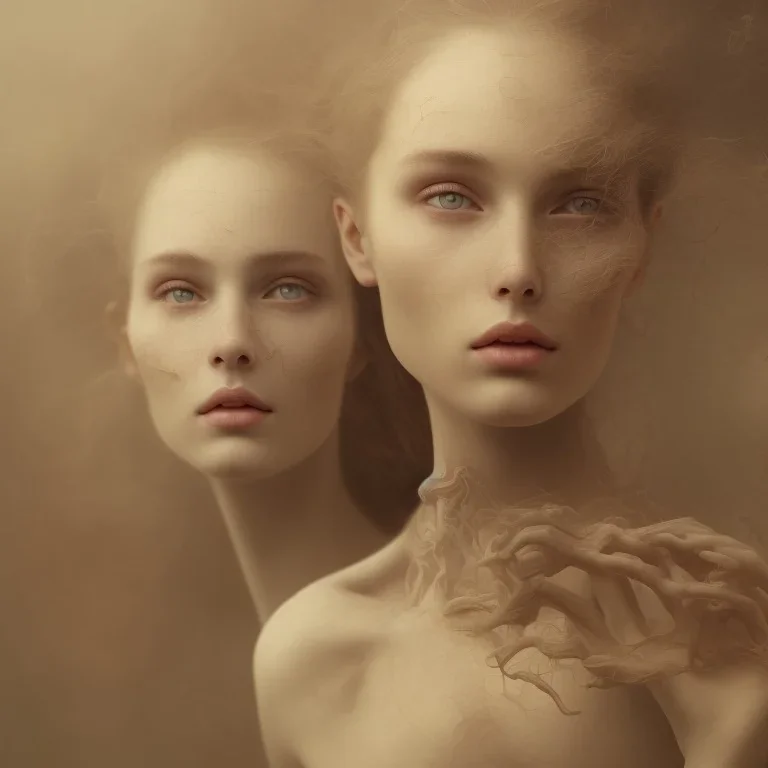 portrait photography of ethereal beauty, 8K, Portrait of a woman by Michelangelo, close-up face, anatomically perfect face, a sunny atmosphere, misty smoke, tree roots