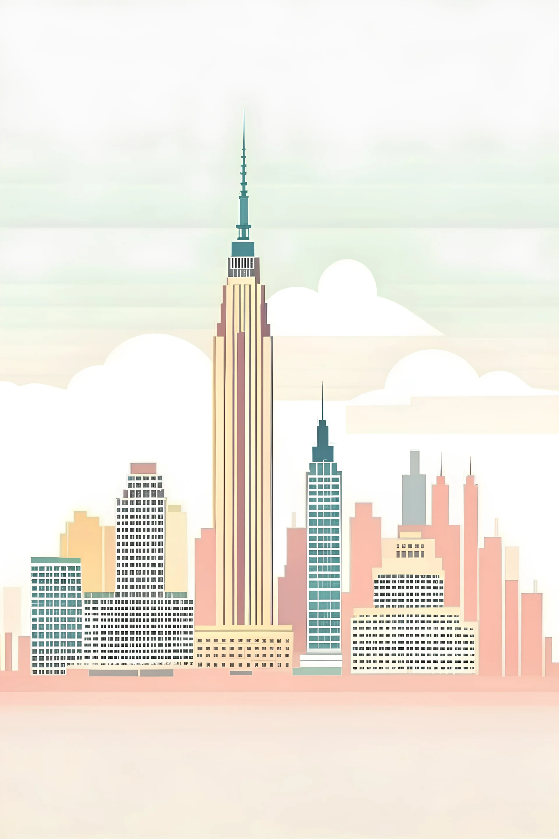 New York skyline Empire State Building art pastel color premium minimalistic illustration "new York"