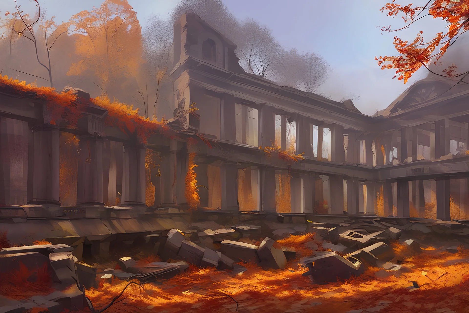 Autumn Bank in ruins by pantormo