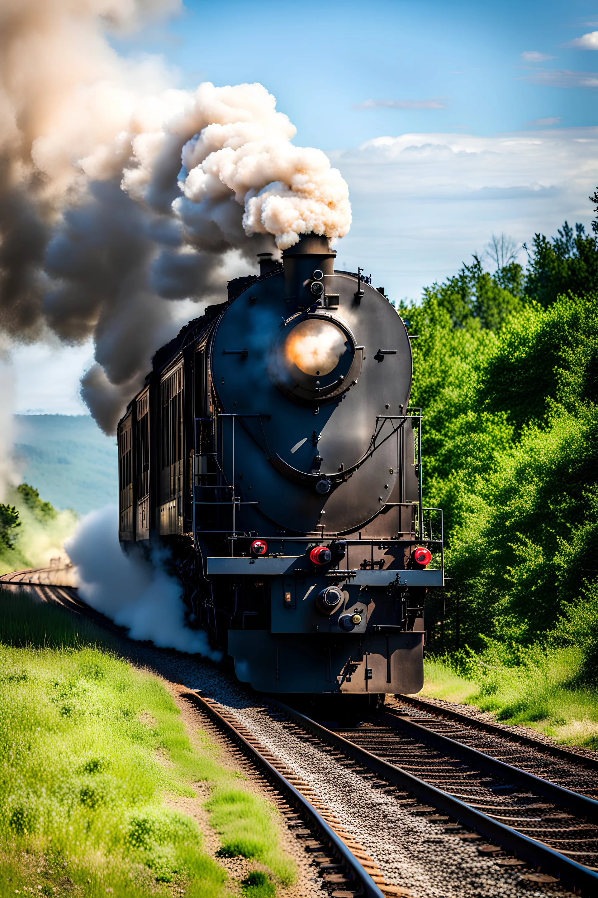 Train coming full steam towards the camera!