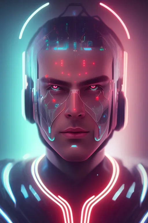 cyberpunk, head, men, portrai, tron