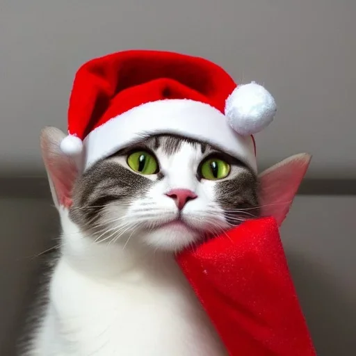 cat with Christmas hat