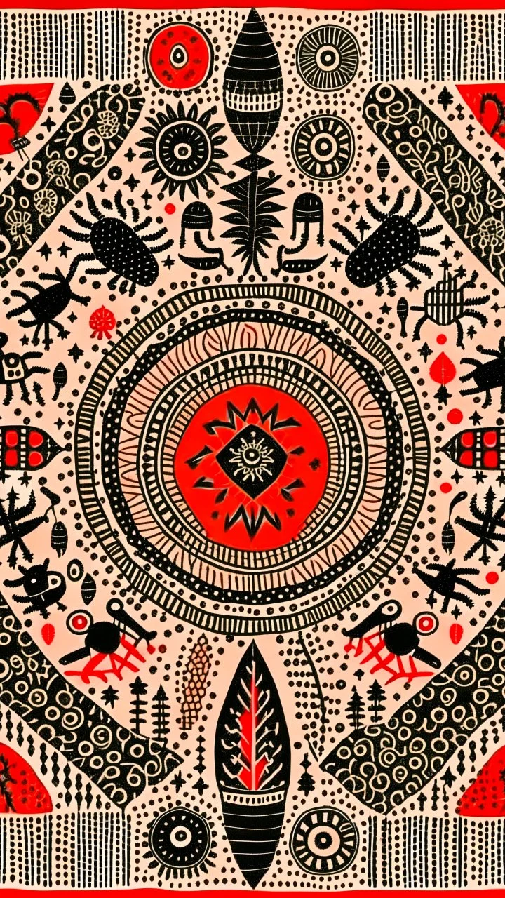 Chernobog in style of Warli painting