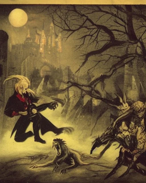 A battle between bloodsuckers and werewolves with Dracula in Pennsylvania Castle