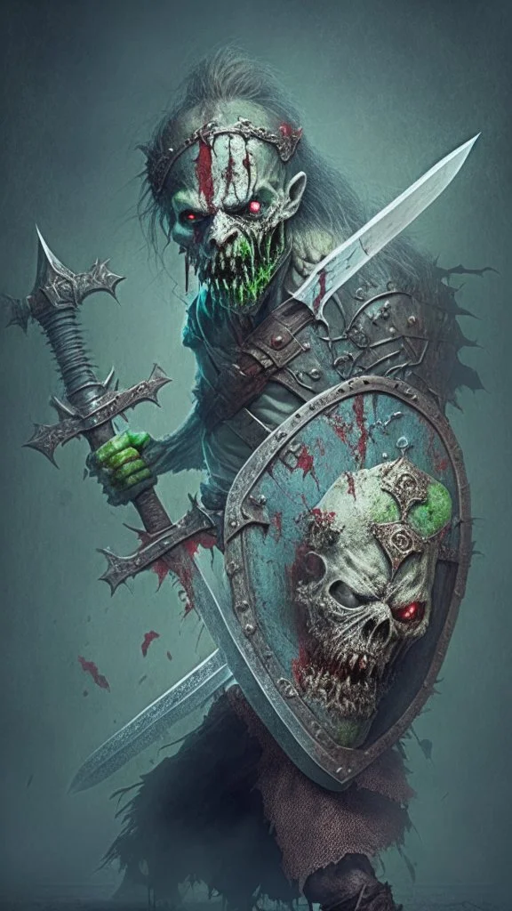 zombie with sword and shield