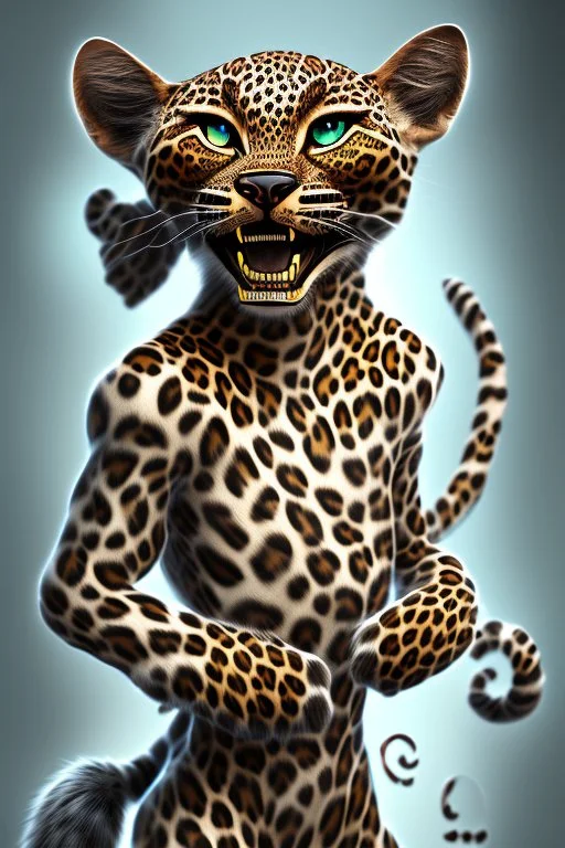 photorealism, leopard witch, french cartoon