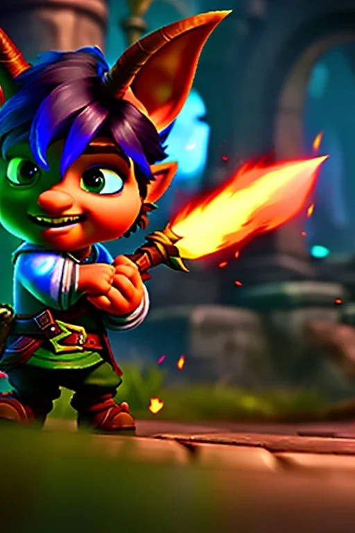 1boy, A new League of Legends Champion, [Goblin] Yordle, Male, Wielding a Gun, Splash Art, Riot Games Entertainment, boka, 8k