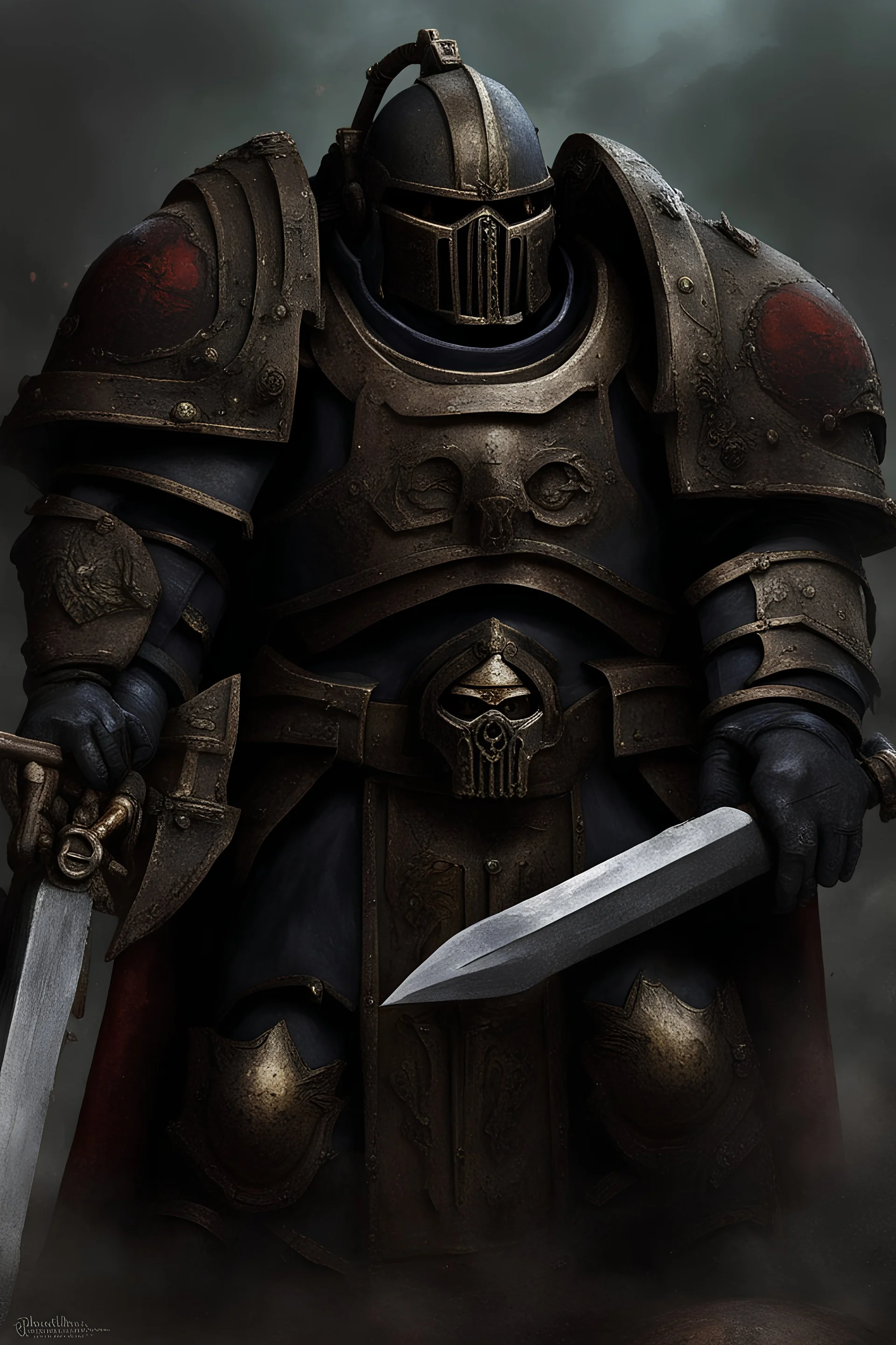 Warhammer 40k space marine in Lord of the rings uruk‘hai style armour