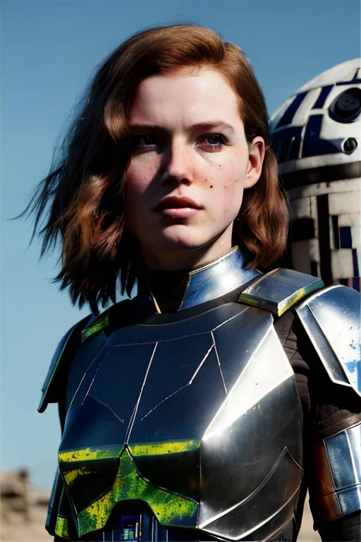 ultrarealistic, ruined city,__star wars armor__, __angles__, 18 year old woman, strikingly beautiful, ginger hair, silver colour, [__starlets__|__starlets__], (pale __skincolor__ skin:1.2), __camera__, _hair_, detailed face and eyes, medium breasts, leather choker, freckles, dynamic pose, resolved expression, __accessory__, strappy outfit, (straps:1.1), sword in scabard on left hip, (buckles, buttons, snaps, rings:1.0), haltertop style breastplate, detailed eyes, plump lips, sci-fi theme