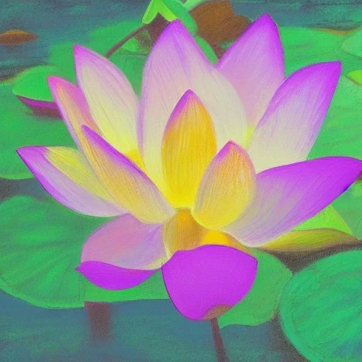 painting botle lotus, backlit, pastel