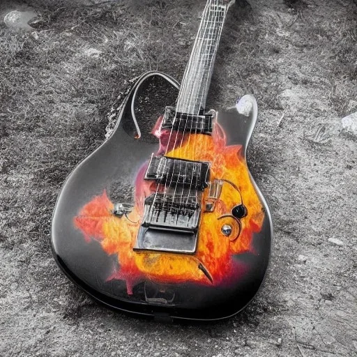 50'S ELECTRIC GUITAR ROCKABILLY HOTROD SPACESHIP FLAMES