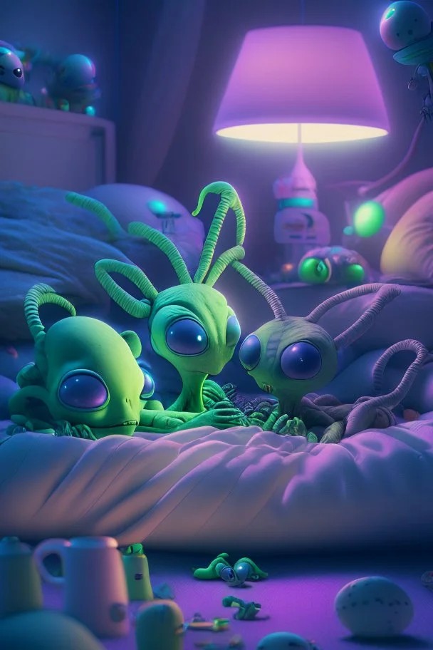 Alien slumber party , HD, octane render, 8k resolution