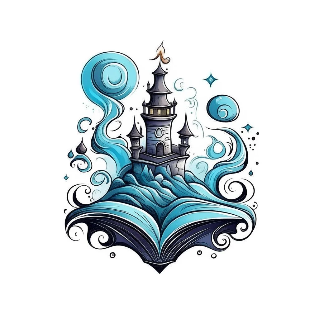 Fantasy style logo: Well of Dreams (elements on the logo should be clouds, book, well)