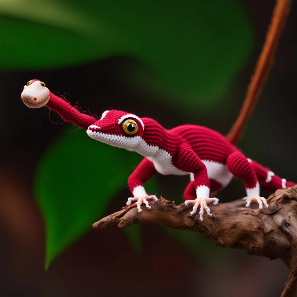 Crochet Satanic_Leaf_Tailed_Gecko, photorealistic