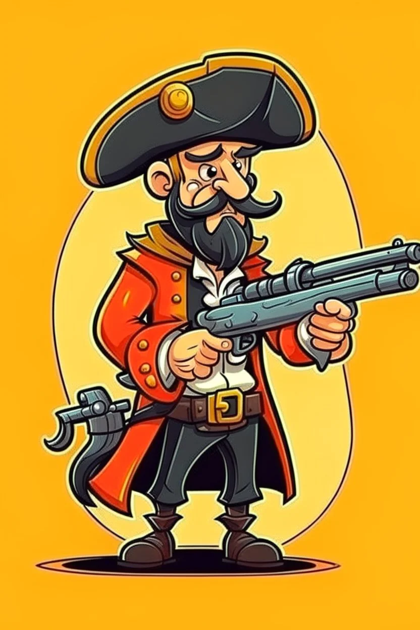 Pirate with gun cartoon