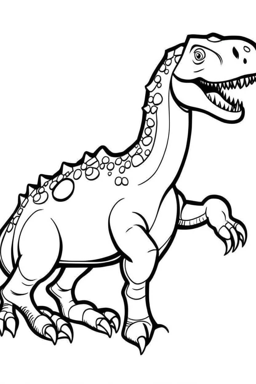 minimalist style dinosaur drawing, to color, in black and white, with a white background, drawing made in a single stroke for a coloring book for 4-year-old children