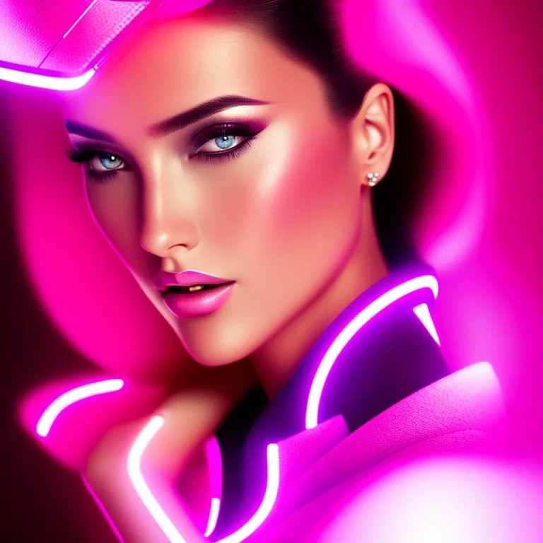 cyberpink, head, woman, portrai, tron