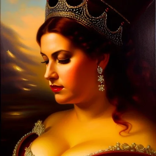 portrait of beautiful busty Queen Mary painting by Brom , oil on canvas, cinematic composition, extreme detail,fit full head inside picture,8k