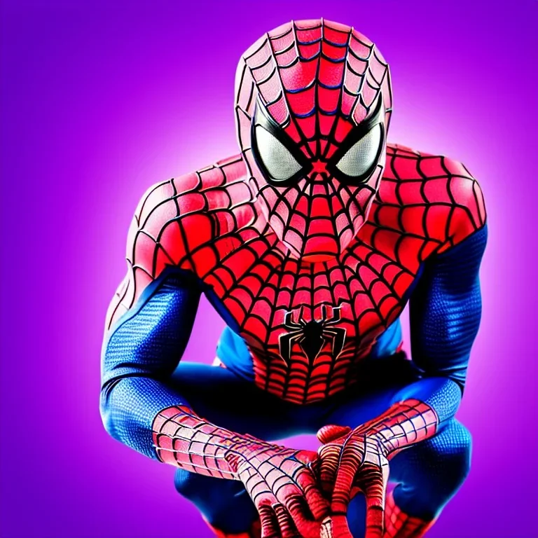 spiderman eating donuts, purple background