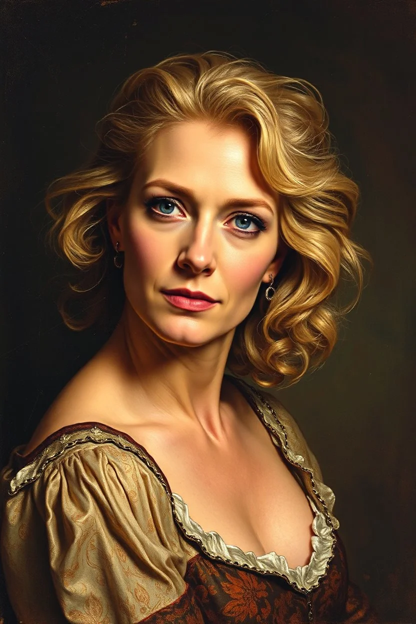 Sharon Stone painted by Rembrandt
