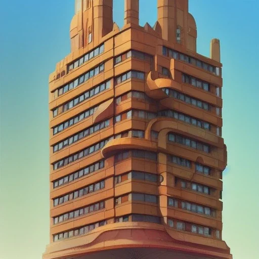 Artdeco german Architecture building brick building with futuristic glass building +detailed facades+highly detailed++ Book illustration by Gediminas Pranckevičius, Jean Baptiste Monge, Brian Kesinger, Anton fadeev, strong lines, high contrast vibrant colors, 16k resolution, trending on behance""