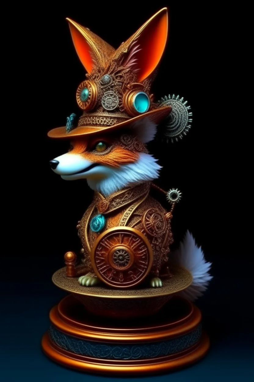 Kitsune Steampunk calidad ultra intrincado hiperdetallado