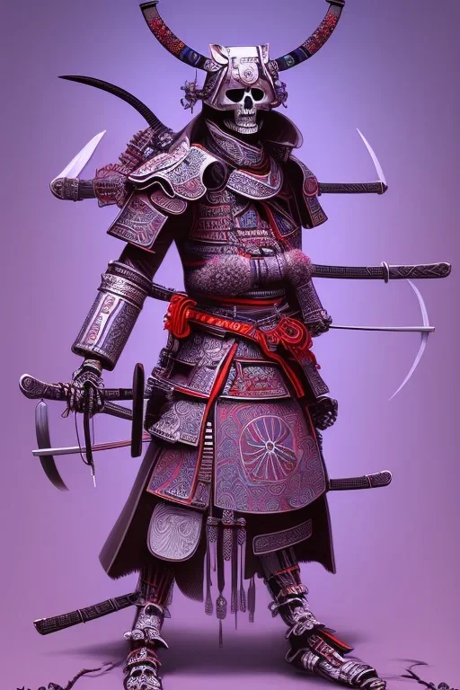 Neon skeleton samurai