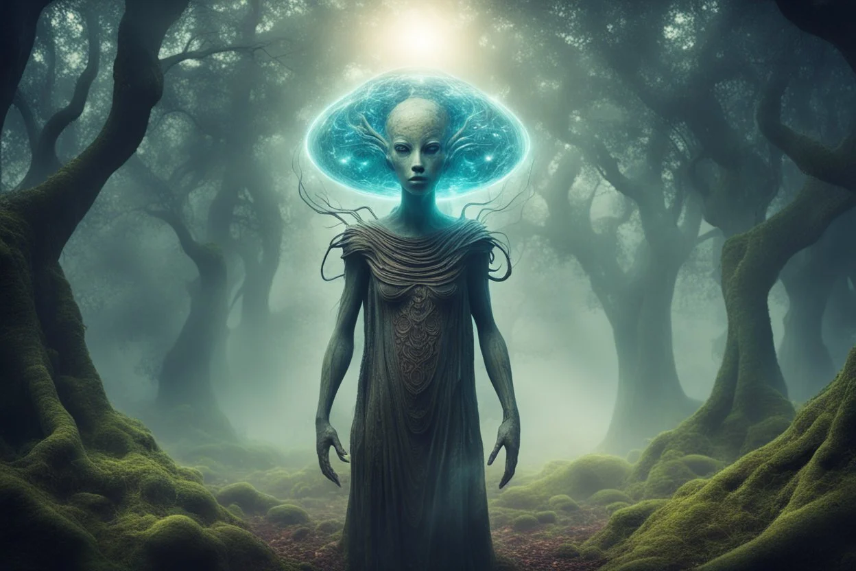 ancient alien mystic in mystical forest