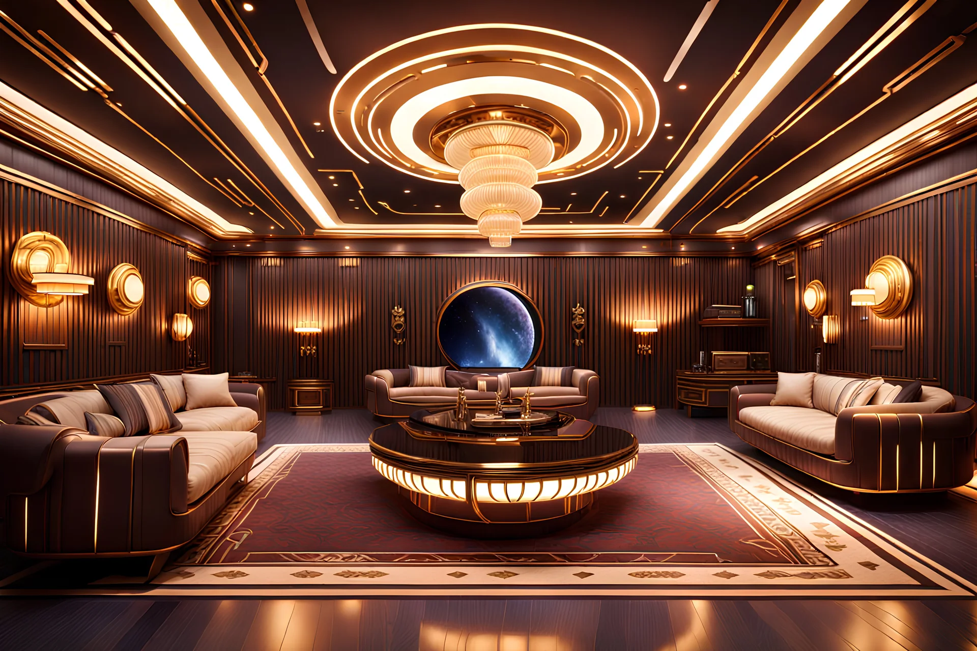 large intergalactic liner Empire style fantastic imperial apartments dim lighting фото реалистичность 4к