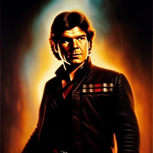 Ultra detailed fullbody Portrait in oil on canvas of Han Solo ,extremely detailed digital painting, extremely detailed face,crystal clear Big Glowing eyes, mystical colors ,perfectly centered image, perfect composition, rim light, beautiful lighting, 8k, stunning scene, raytracing, anatomically correct, in the style of robert e howard and Ken Kelley and Ohrai Noriyoshi and Simon Bisley and tomzj1