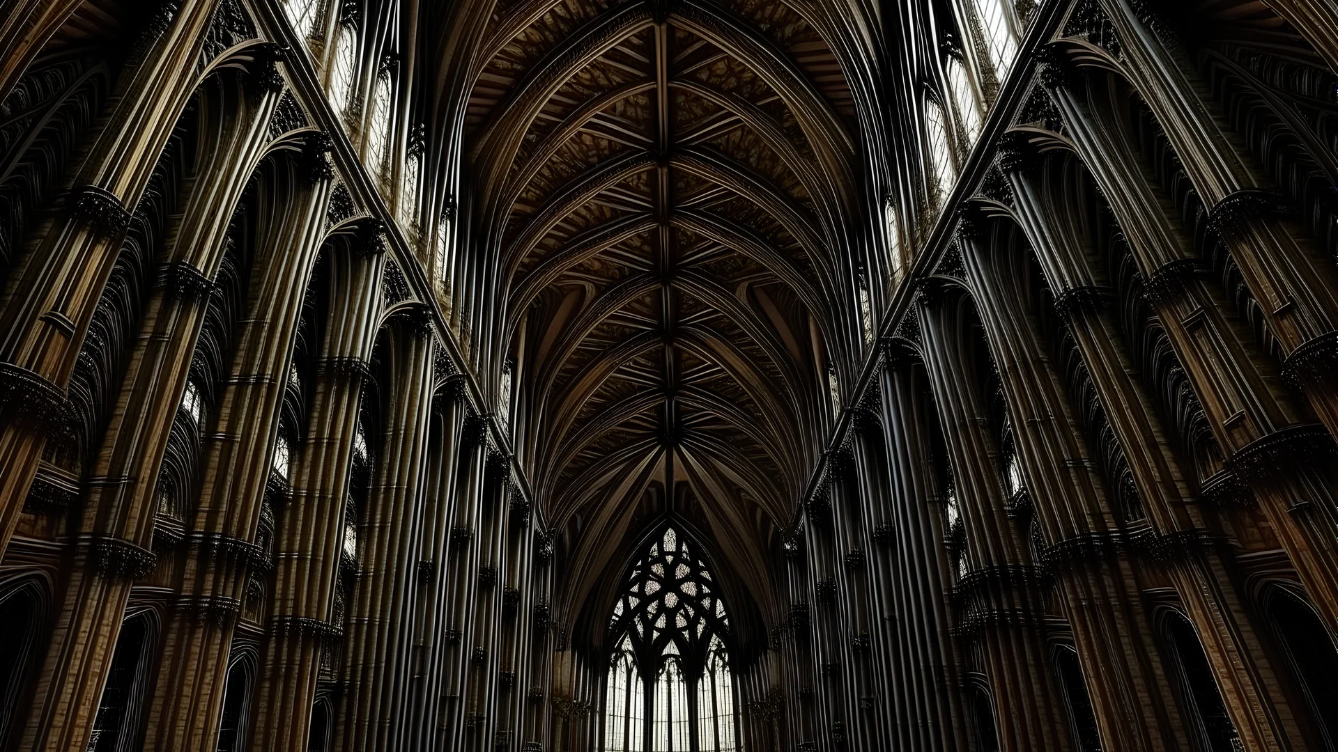 crea una cattedrale con dimensioni maestose e dettagli particolari. Con colori di bianco e nero per essere colorata