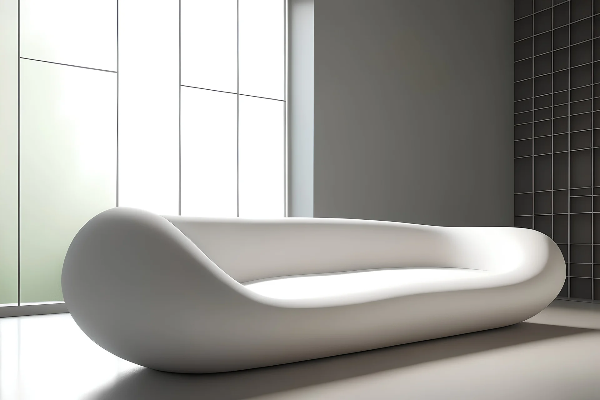minimalist white curved sofa that is shaped like a sausage