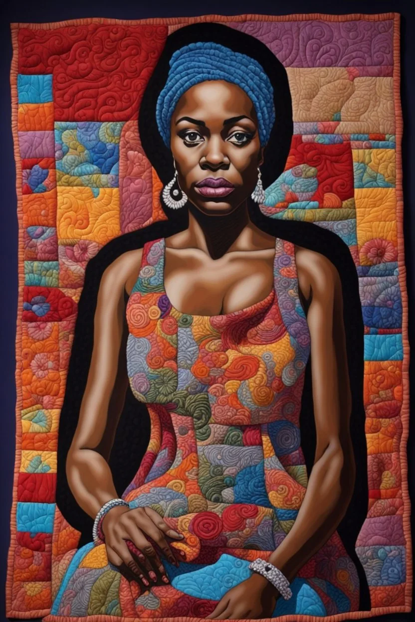 A textile portrait, quilting, fabrics, by artist "Bisa Butler"