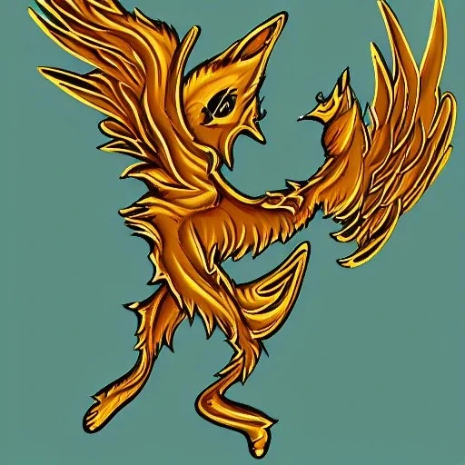 Gold Fox with five tails and wings