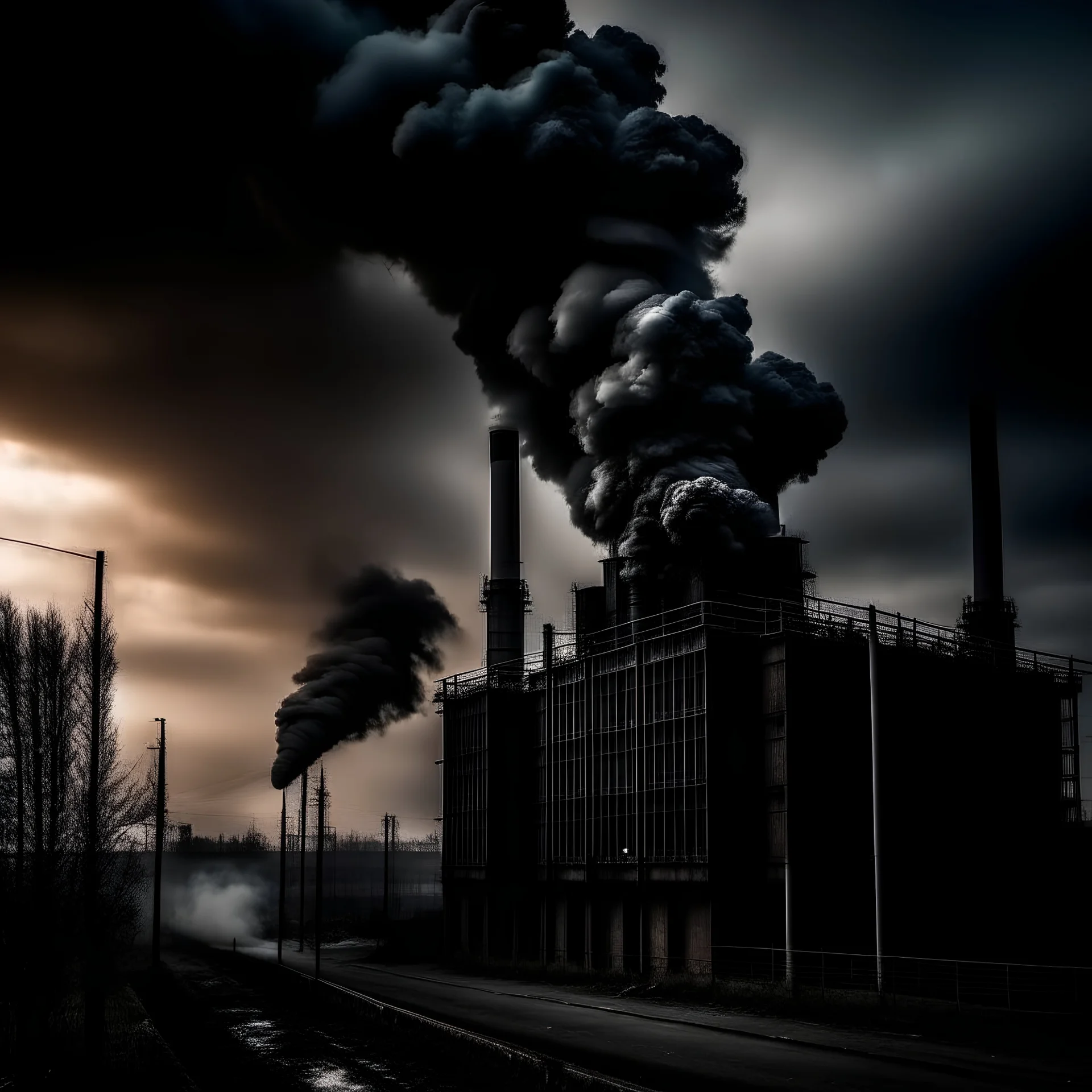 Factory emits black smoke the weather is getting hot Global warming