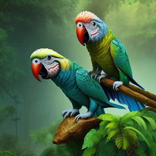 parrot full body flying clay cliff and jungle background